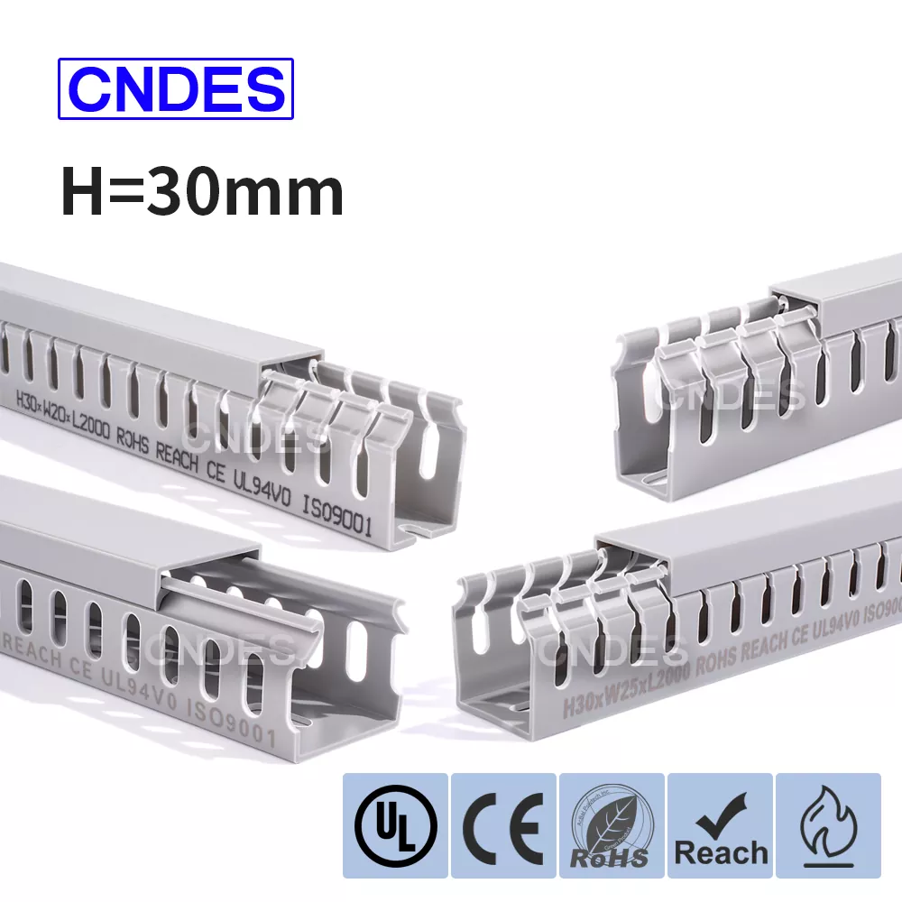 30mm Dhuwur Slotted PVC Kabel Manajemen Duct